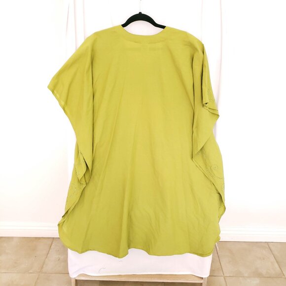 Rima Beach World Green Sequence Poncho Moo Moo Boho Relaxed Dress One Size - Picture 14 of 16